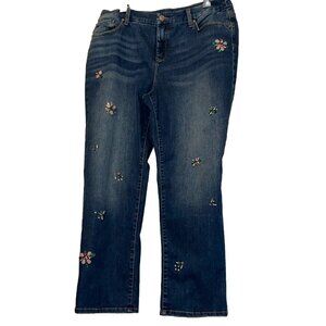 Girlfriend Jeans  Womens  Us 12p  Blue Embellished So slimming  slim leg ankle